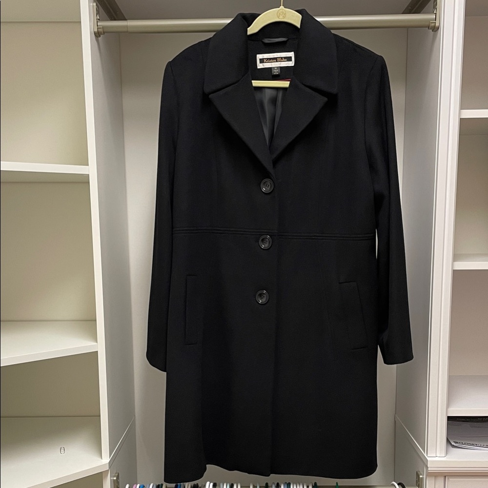 Kristen Blake Classic Black Wool Blend  Coat